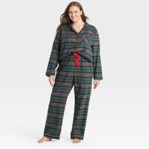 Hearth & Hand Magnolia flannel plaid pajama top long sleeve size XXL 100% cotton